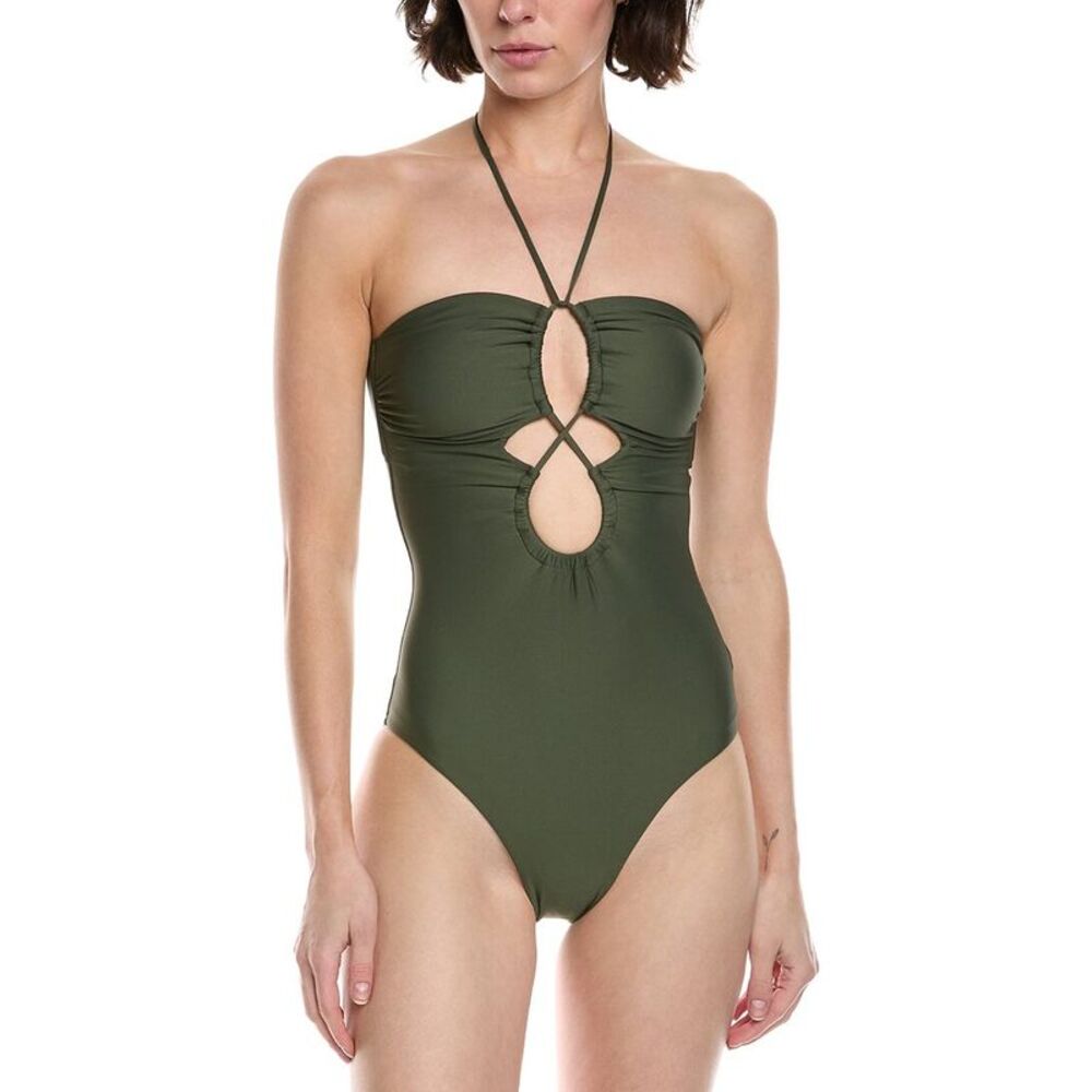 Monte And Lou Womens  Keyhole Bandeau One-Piece, Brown